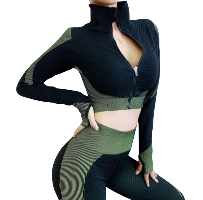 3-piece sports set for women, (Leggings, Sports bra and Sweatshirt)