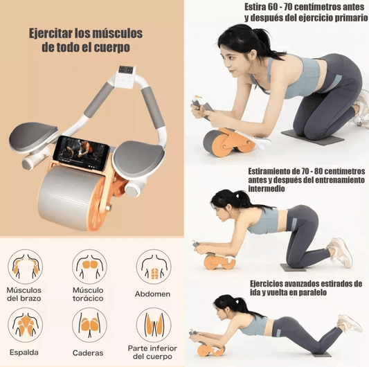 Rueda abdominal automática con rebote y soporte para codos