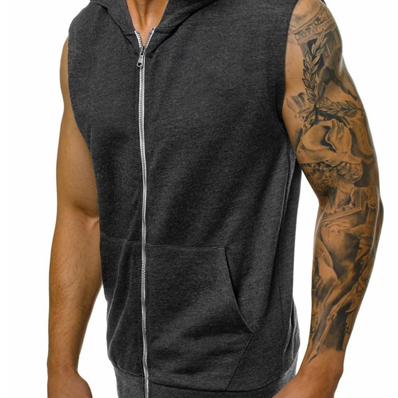 Sudadera con capucha sin mangas para hombre
