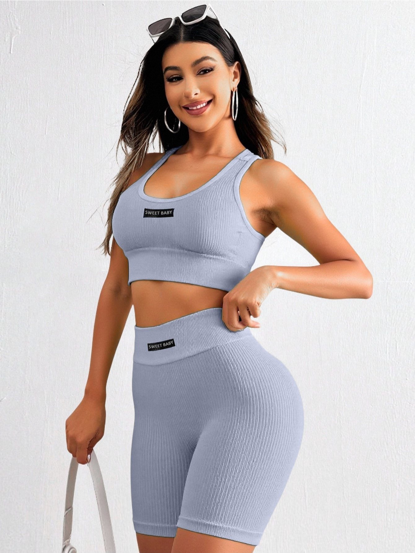 Conjunto deportivo para mujer: Top y Shorts de compresión, transpirable y elástico