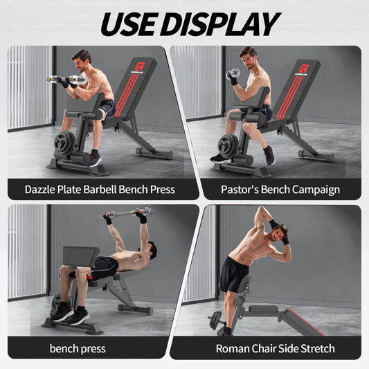 Banco de gimnasio plegable ajustable multiposición, de hierro