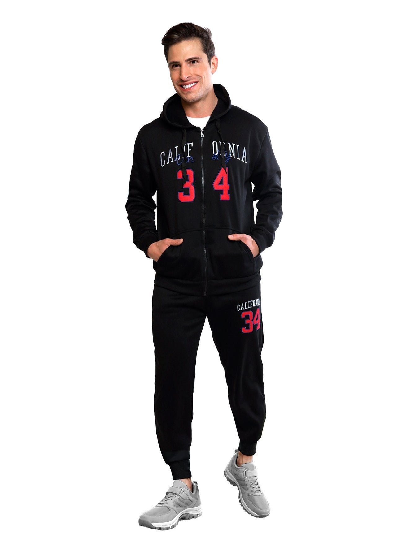 Conjunto deportivo de pantalón polar y sudadera con capucha para hombre