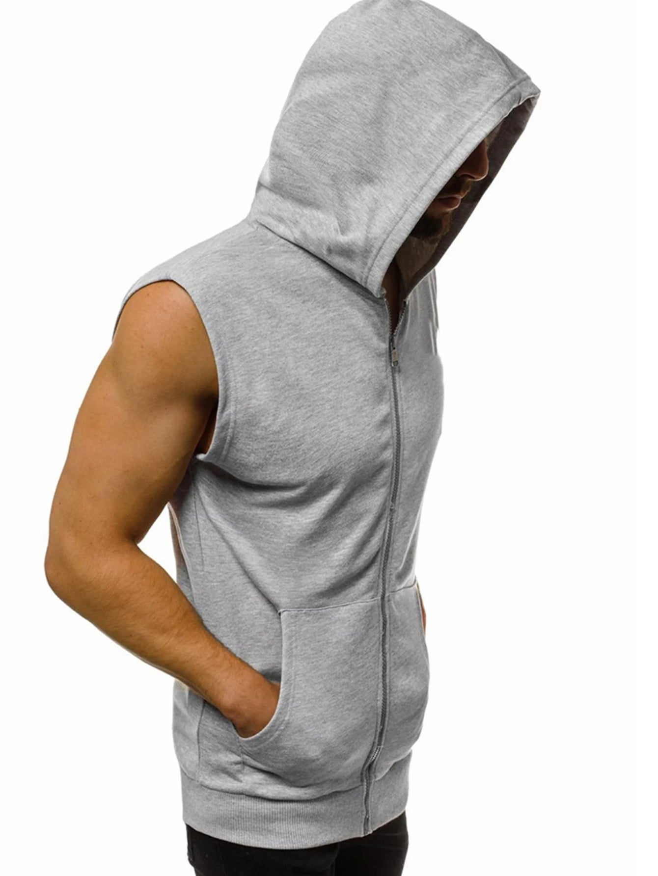 Sudadera con capucha sin mangas para hombre