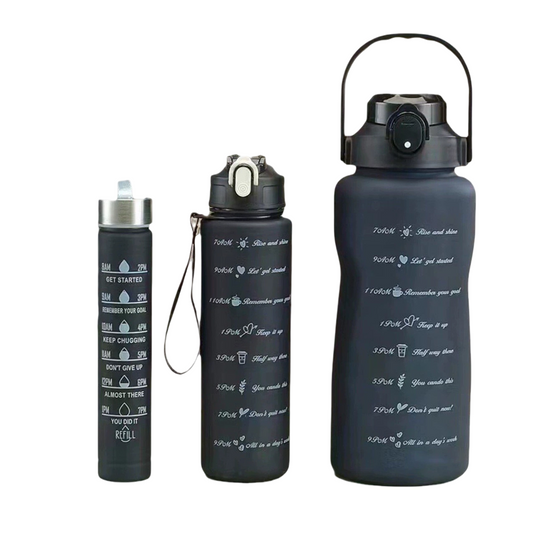 Sports bottle set: 2,000 ml, 900 ml, 280 ml, durable airtight materials