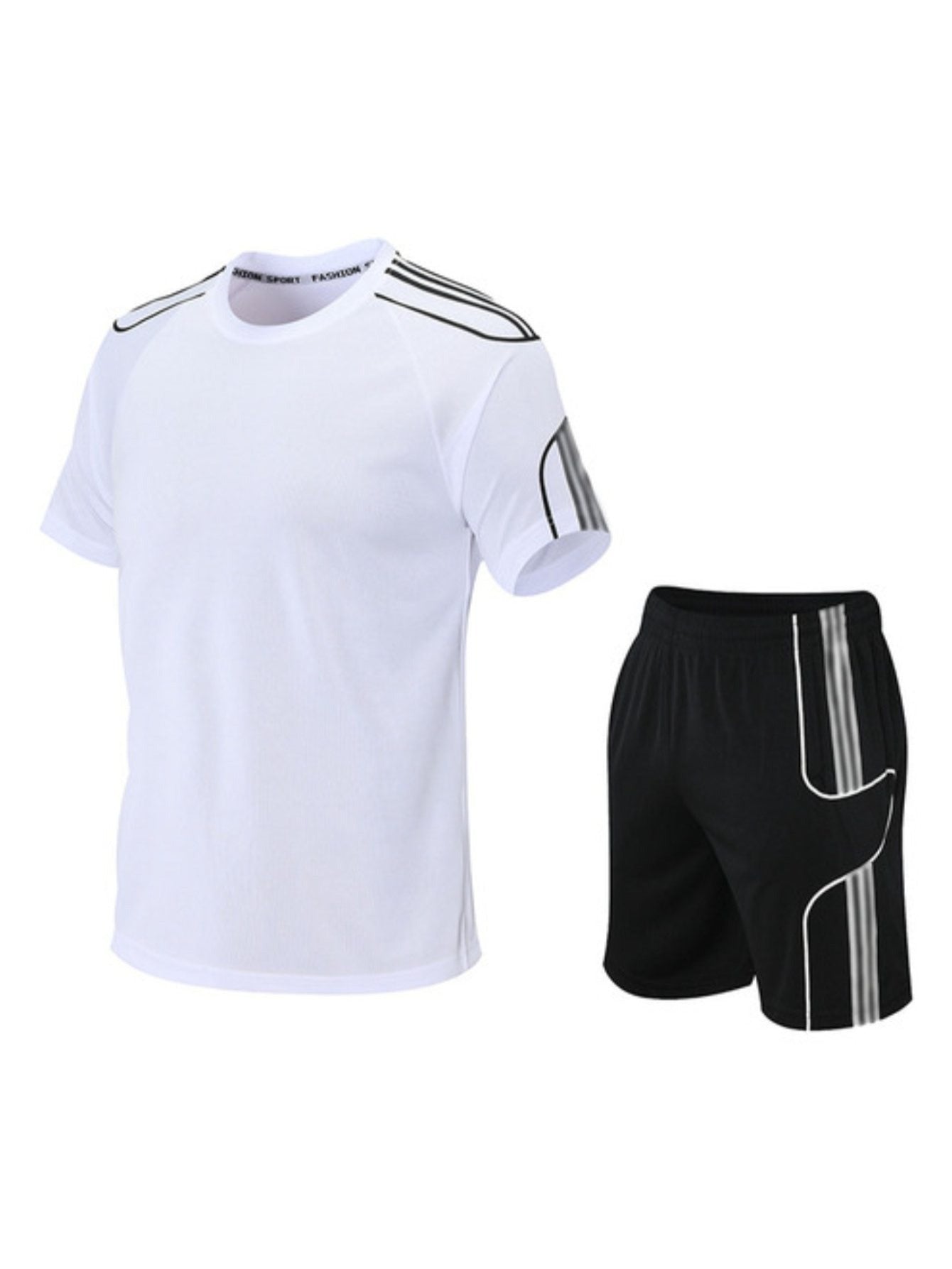 Conjunto de camiseta de manga corta para hombre, secado rápido, poliéster y cuello redondo