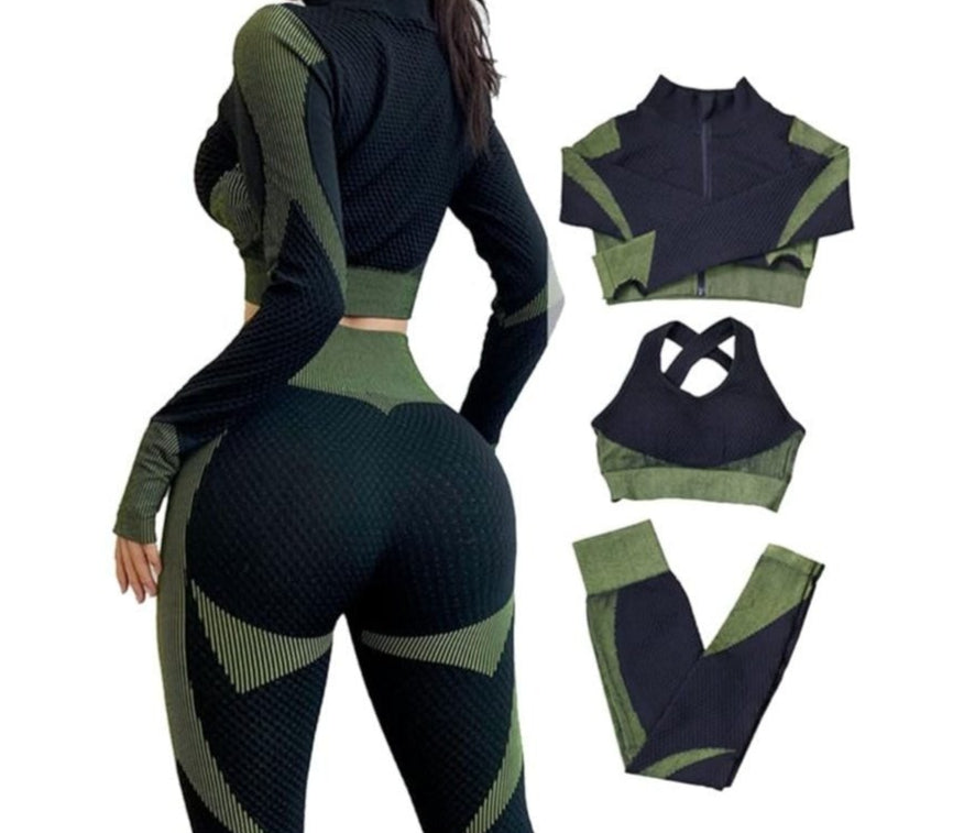 3-piece sports set for women, (Leggings, Sports bra and Sweatshirt)