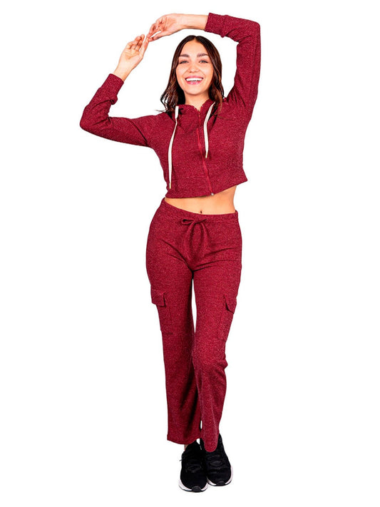 Conjunto de 2 piezas de pantalón y sudadera ultra cómodos para mujer