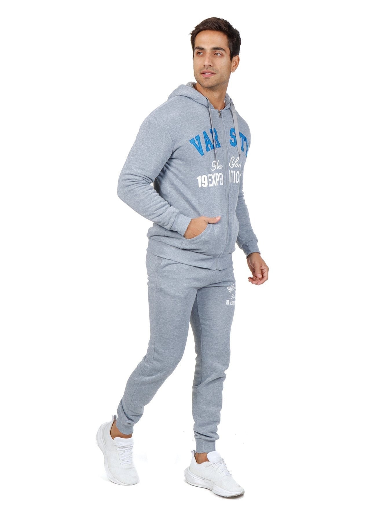 Conjunto deportivo con capucha y pantalón deportivo con forro de felpa para hombre