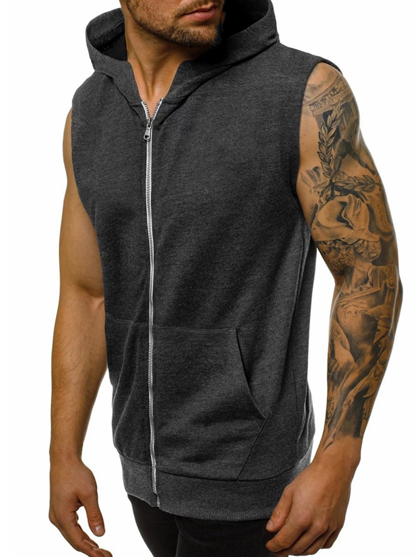Sudadera con capucha sin mangas para hombre