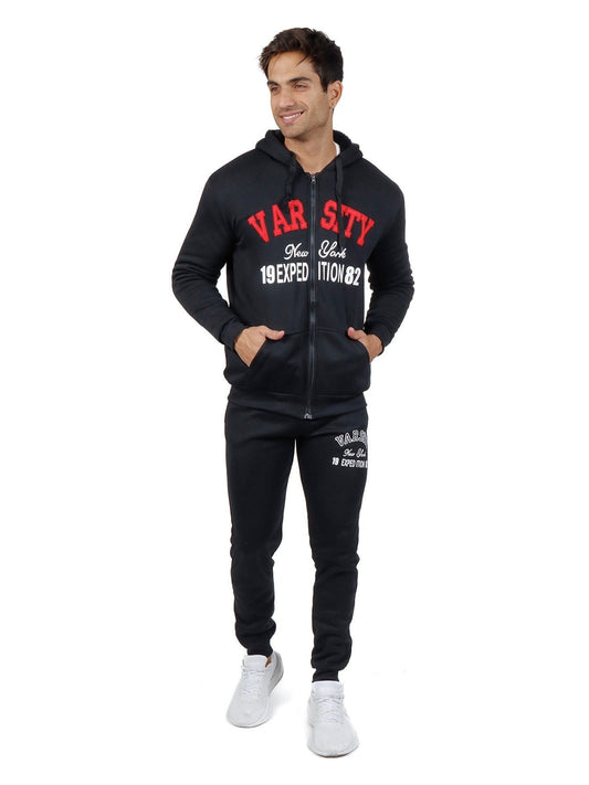 Conjunto deportivo con capucha y pantalón deportivo con forro de felpa para hombre