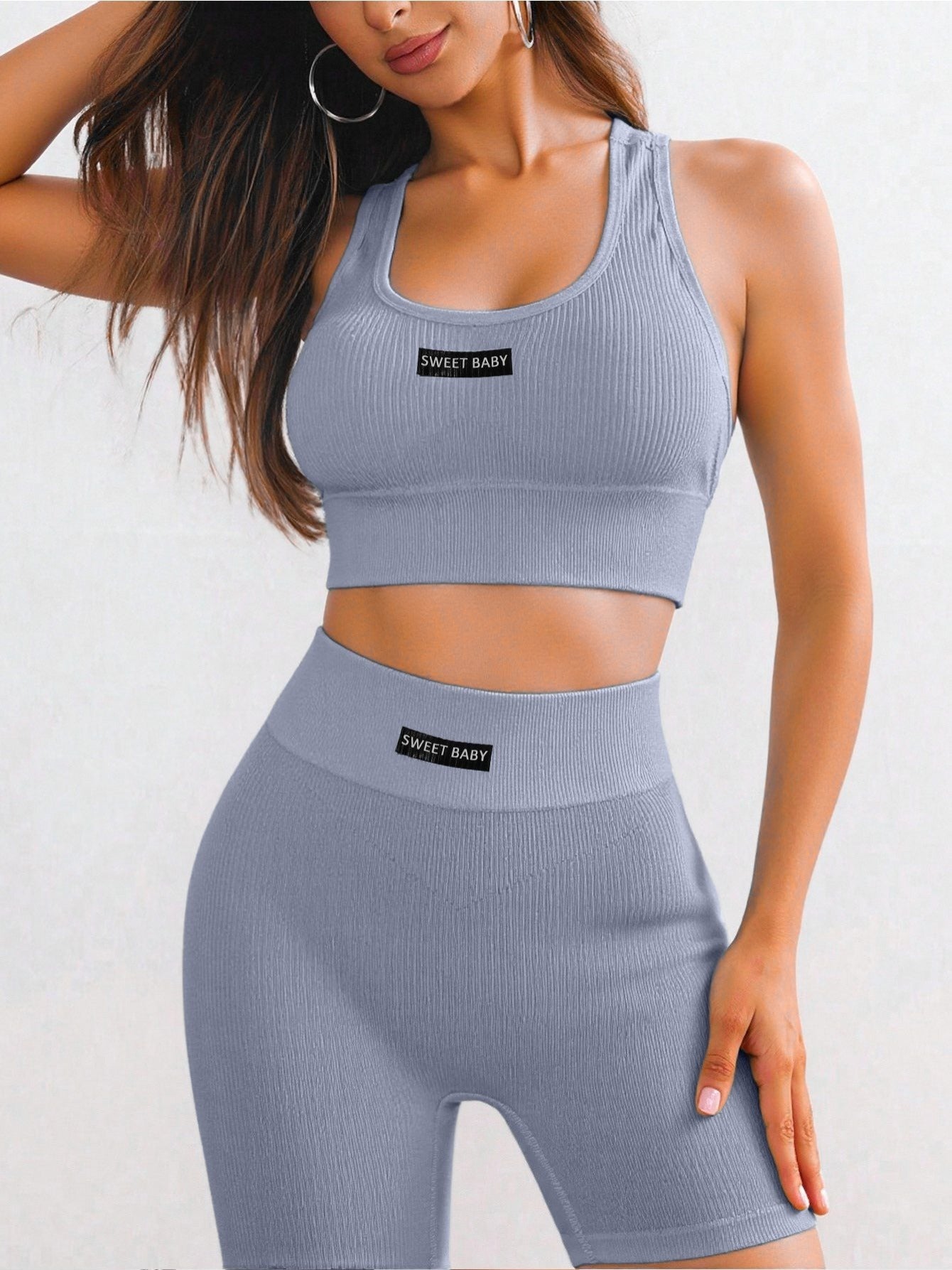 Conjunto deportivo para mujer: Top y Shorts de compresión, transpirable y elástico
