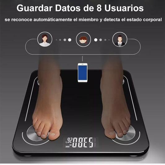 Báscula corporal digital con registro de datos en la aplicación