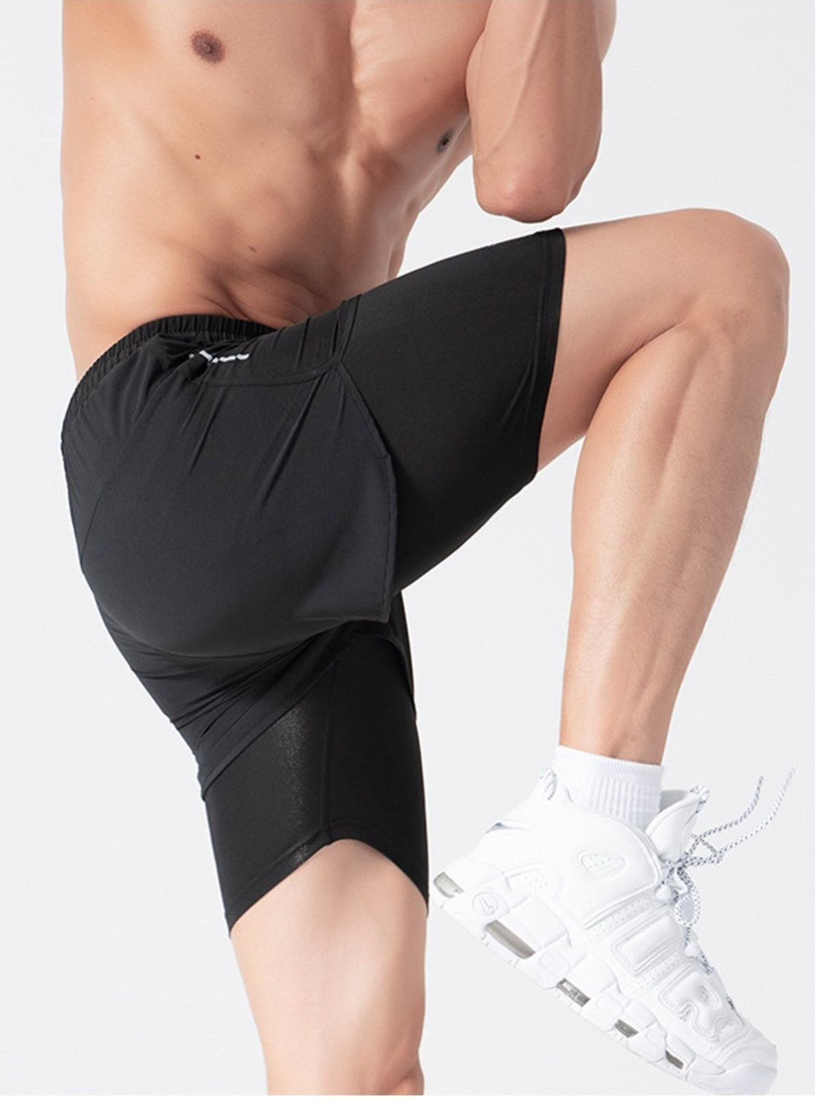 Shorts deportivos 2 en 1 de doble capa para hombre