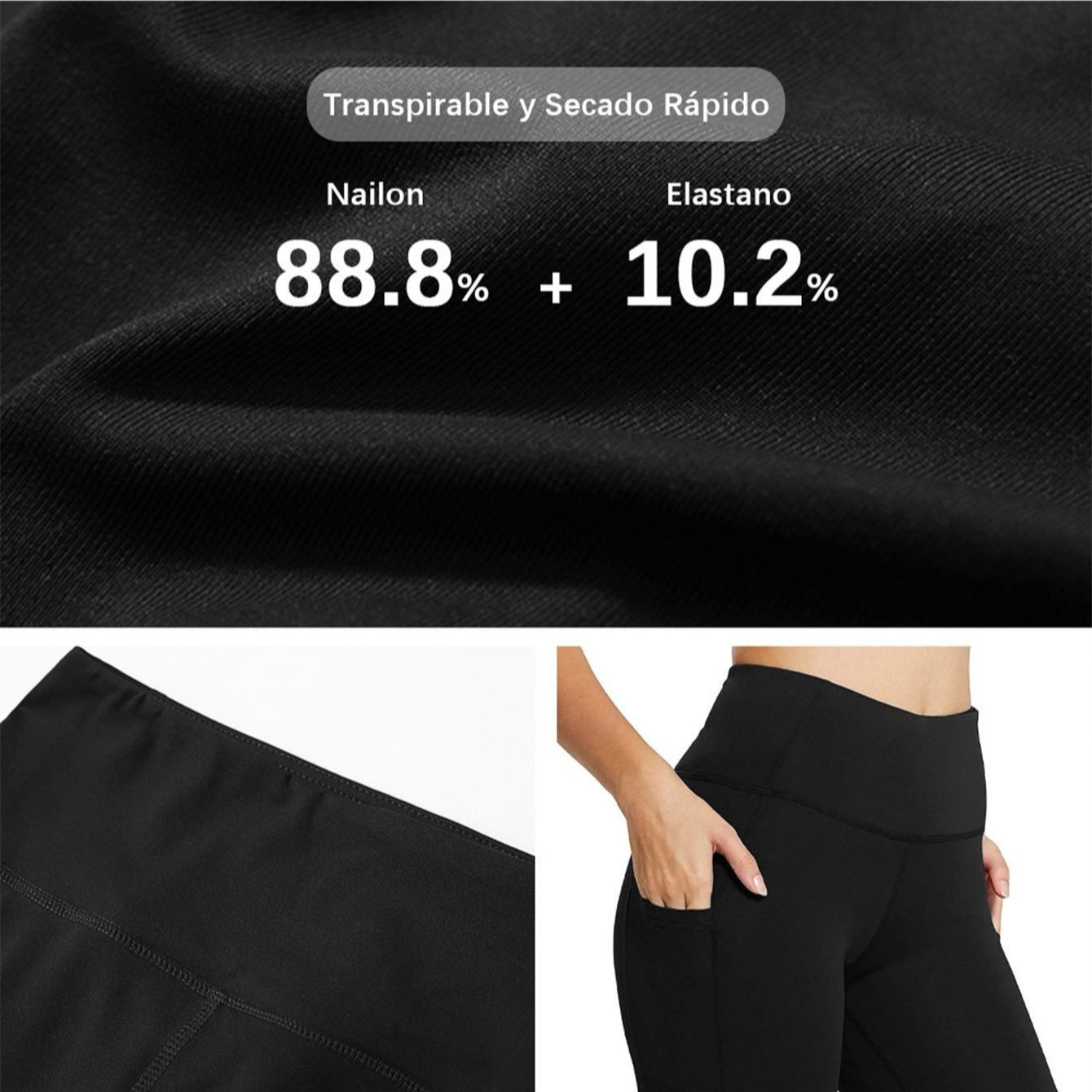 2 High-waisted athletic shorts with pockets