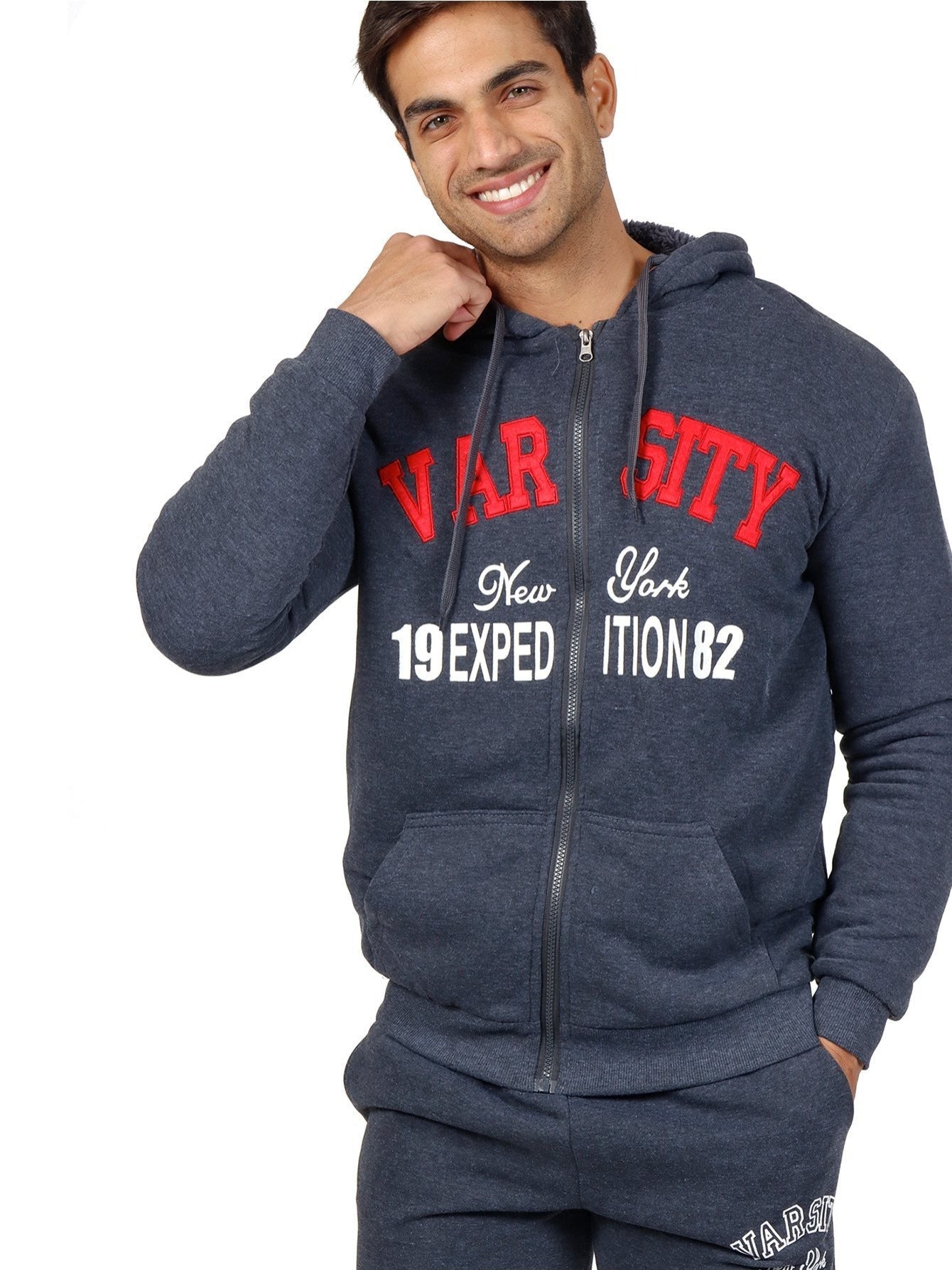 Conjunto deportivo con capucha y pantalón deportivo con forro de felpa para hombre
