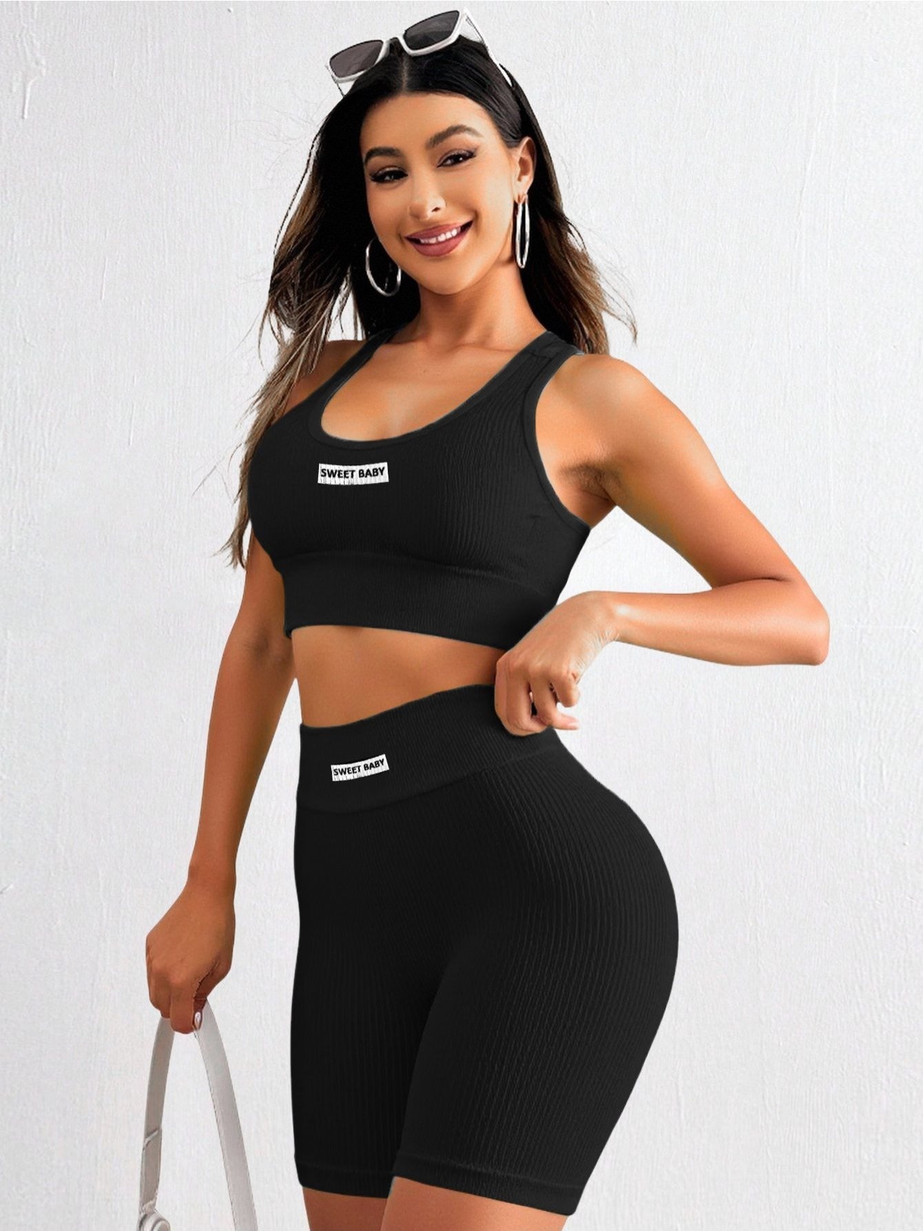 Conjunto deportivo para mujer: Top y Shorts de compresión, transpirable y elástico