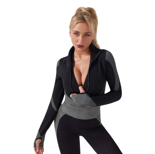 3-piece sports set for women, (Leggings, Sports bra and Sweatshirt)