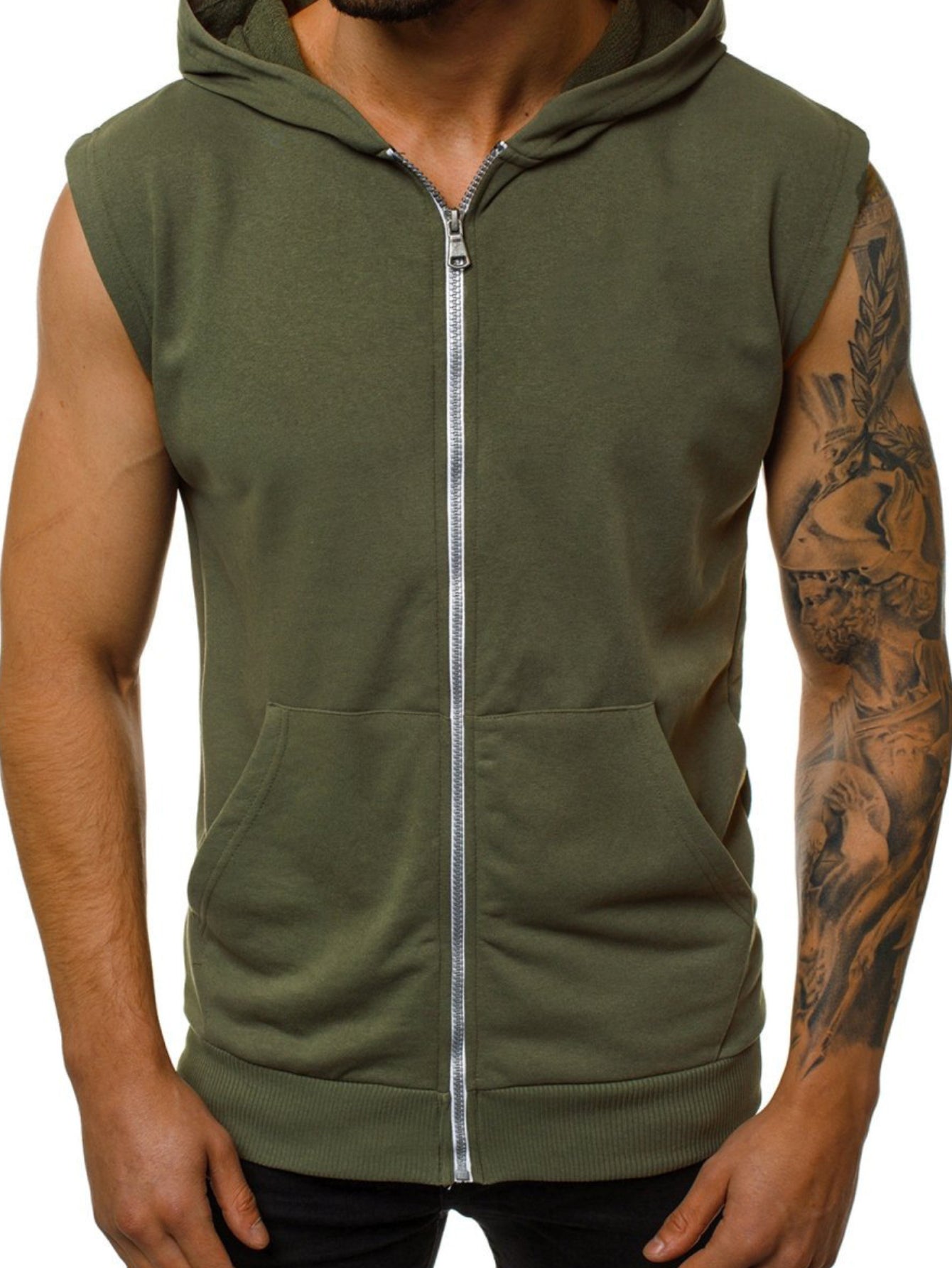 Sudadera con capucha sin mangas para hombre