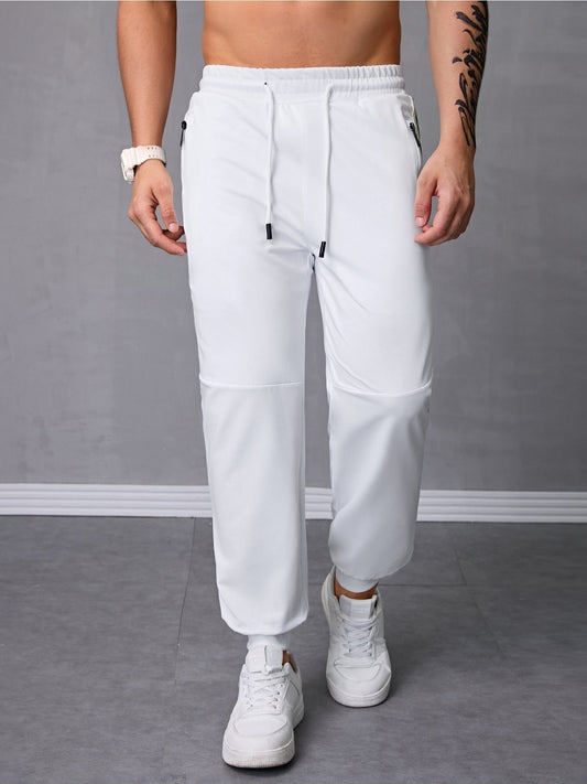 Pantalones deportivos para hombre con cordón y bolsillos con cierre