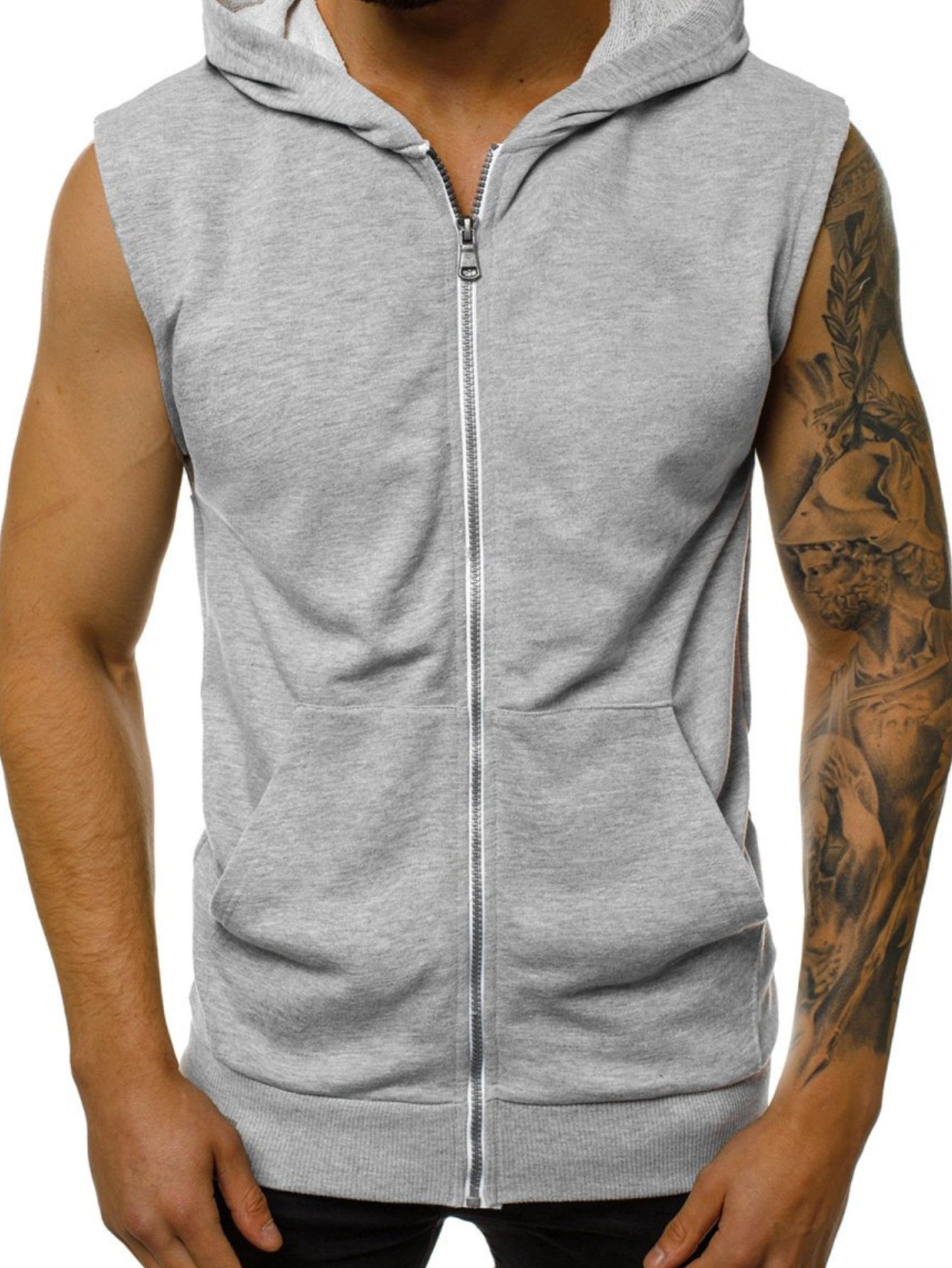 Sudadera con capucha sin mangas para hombre