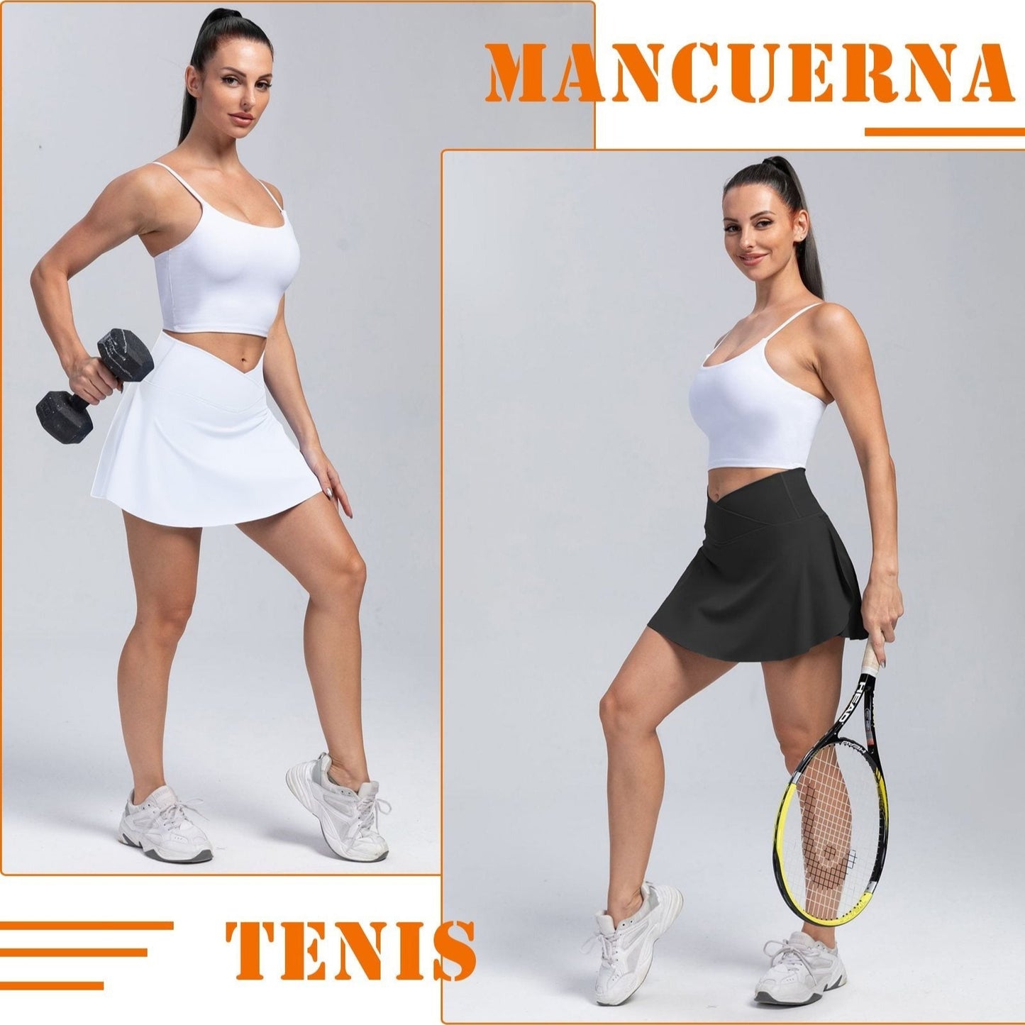 High-waisted sports skirt with pockets