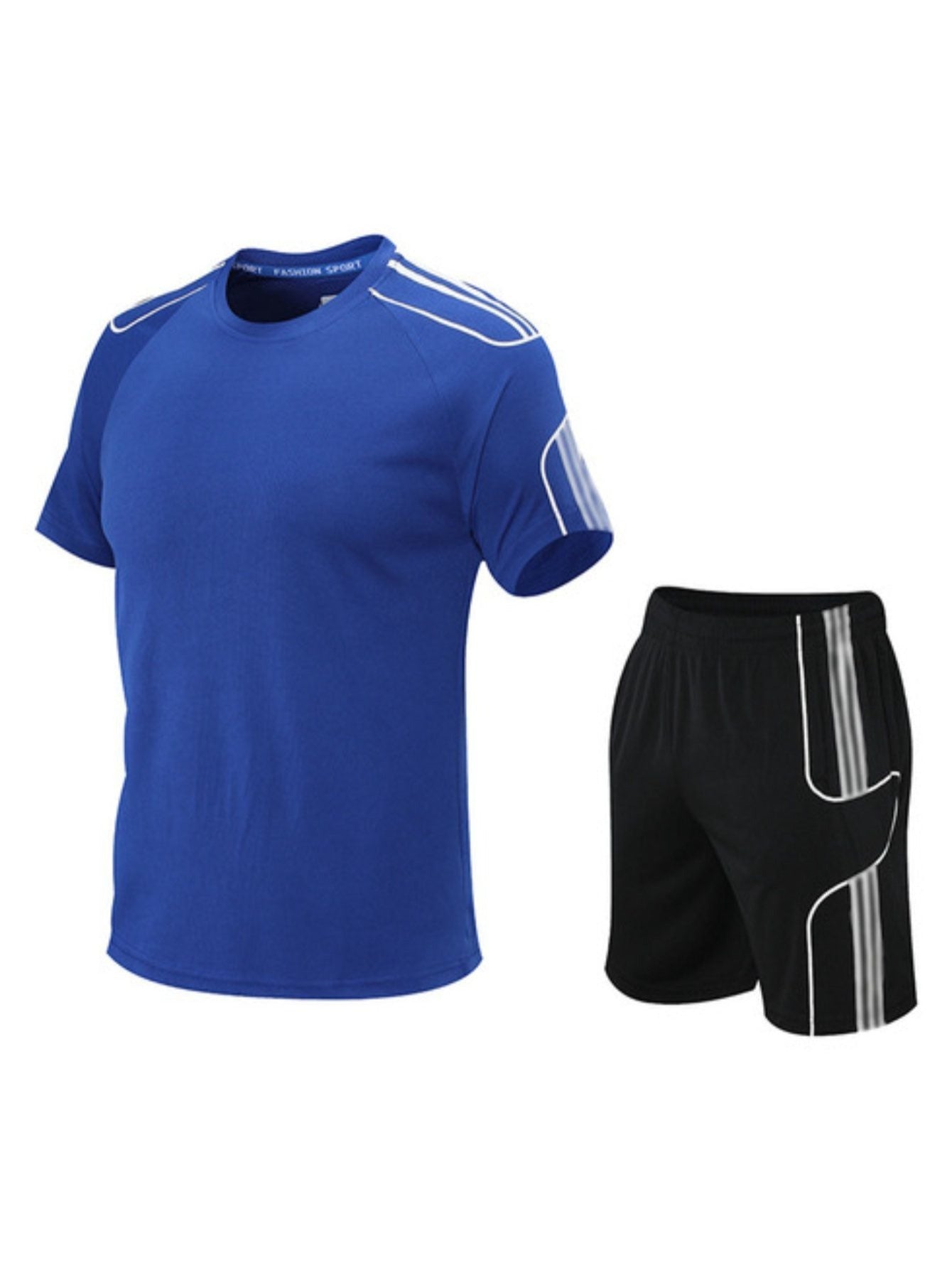 Conjunto de camiseta de manga corta para hombre, secado rápido, poliéster y cuello redondo