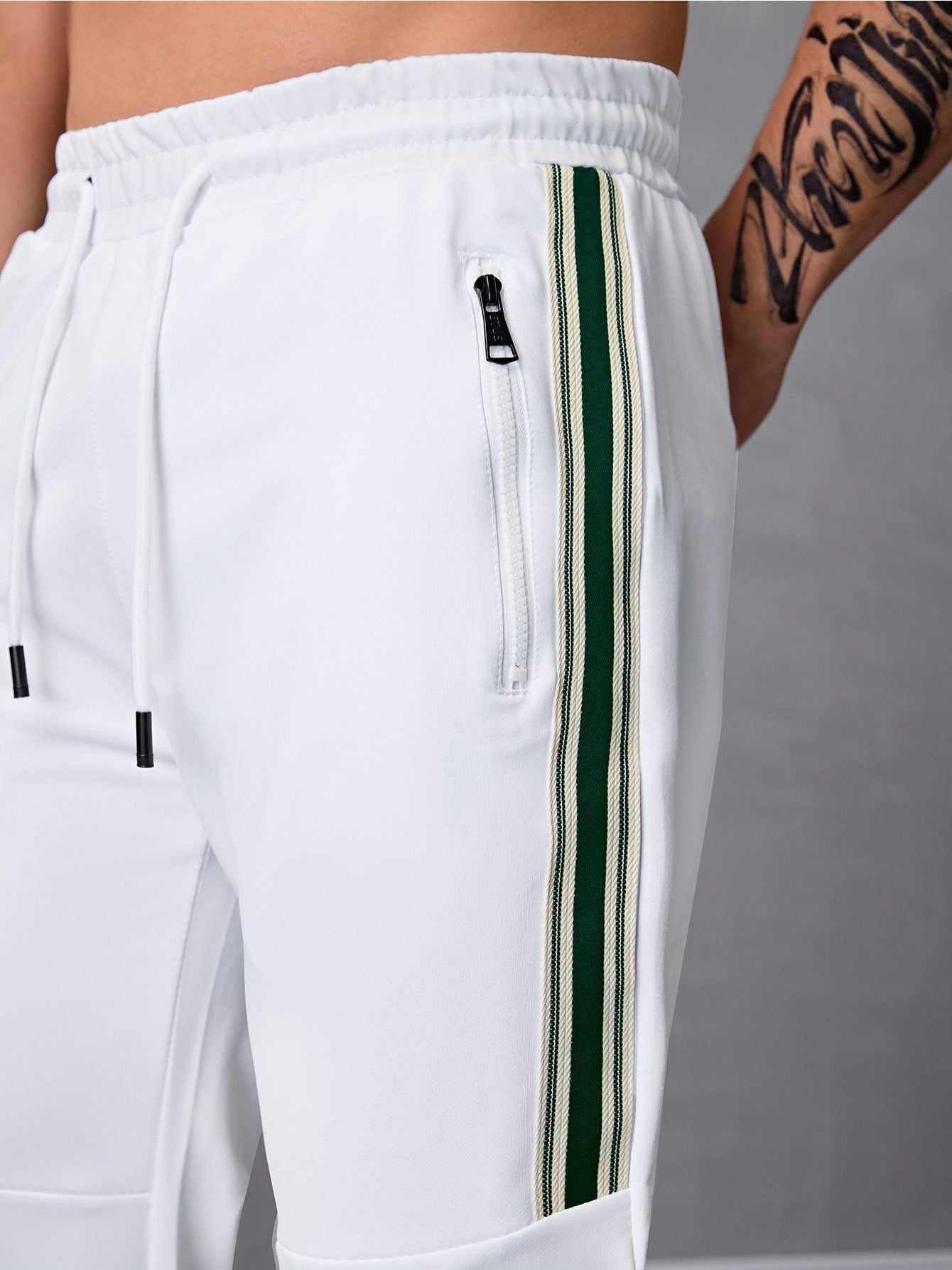 Pantalones deportivos para hombre con cordón y bolsillos con cierre