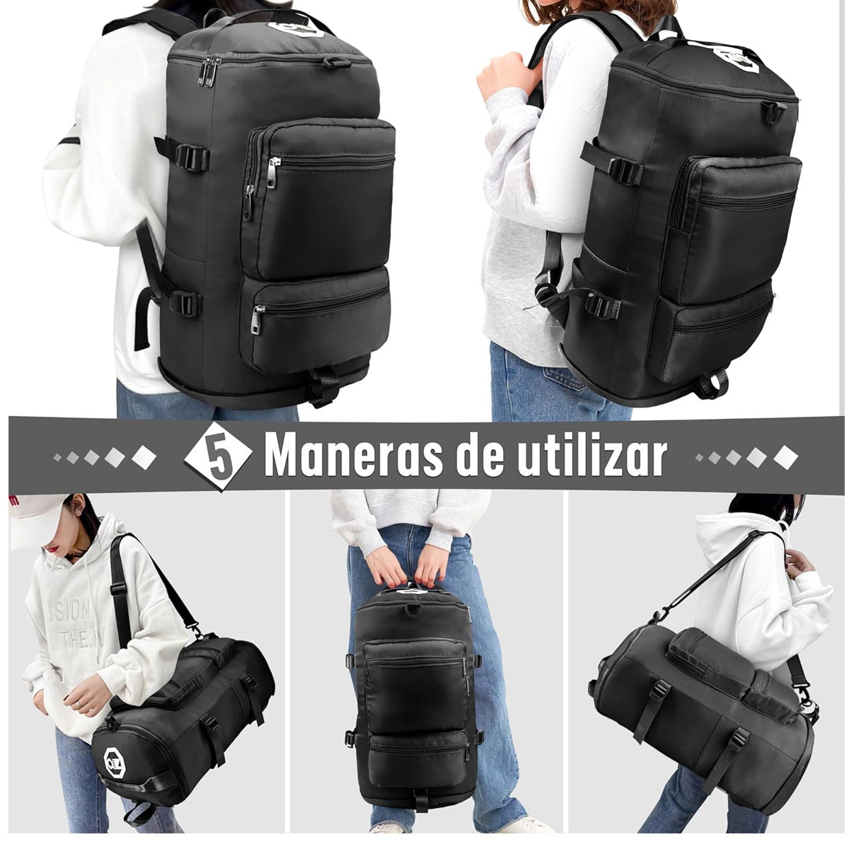 Large-capacity gym bag with dry and wet separation