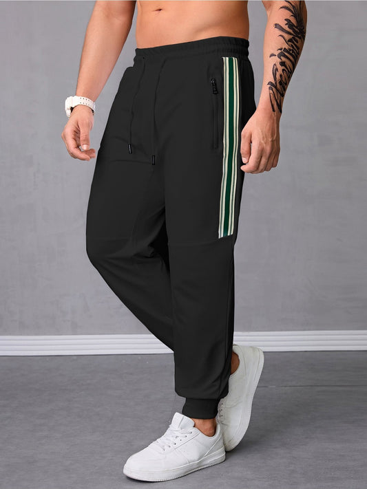 Pantalones deportivos para hombre con cordón y bolsillos con cierre