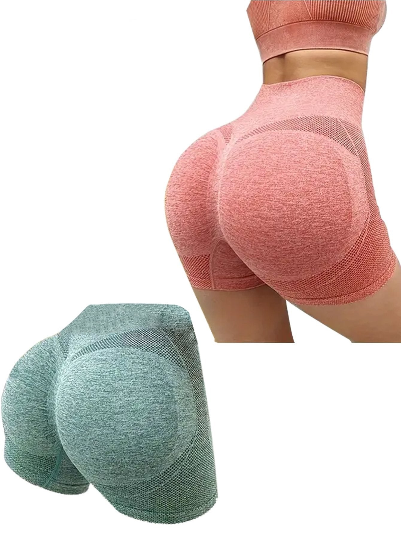 2 Shorts deportivos de yoga de cintura alta para mujer con realce de glúteos