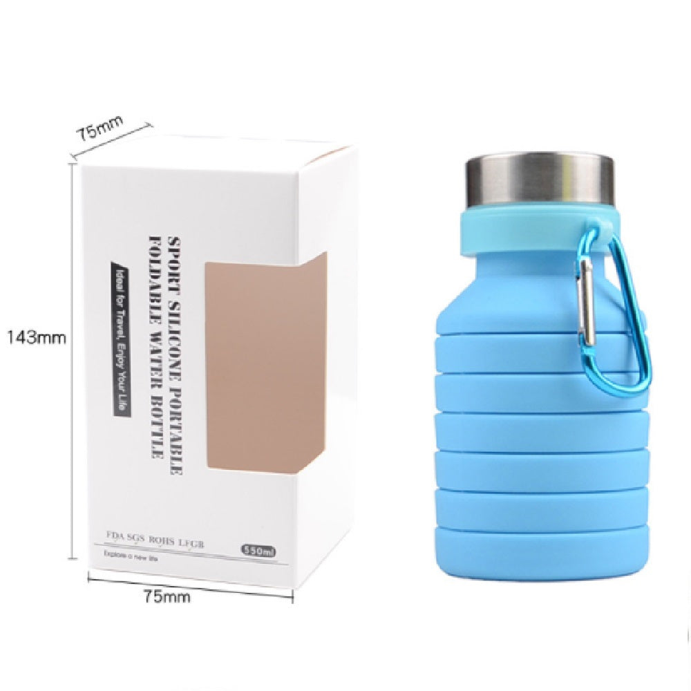 Termo plegable de silicón flexible, tapa de acero inoxidable 550ml