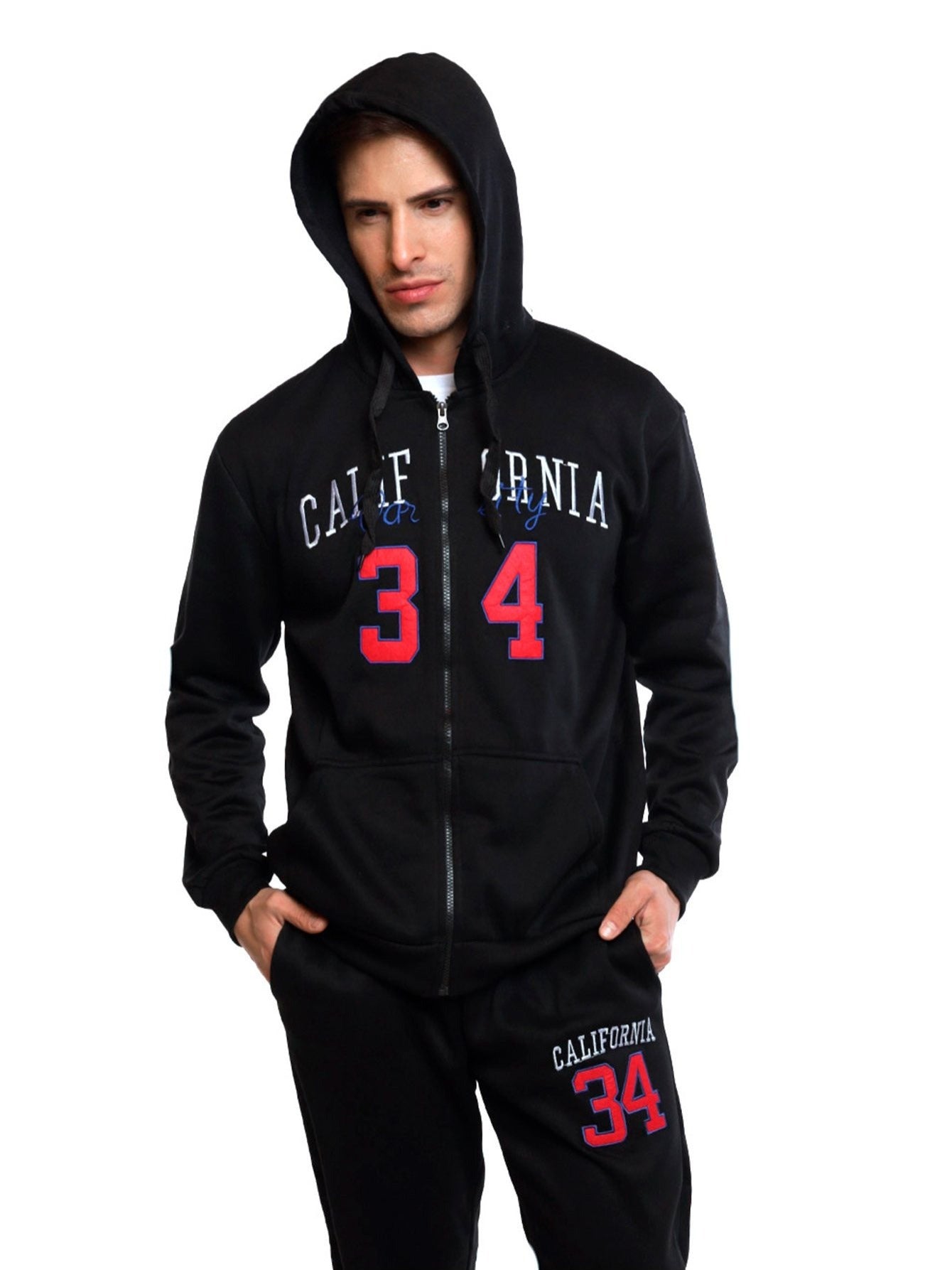 Conjunto deportivo de pantalón polar y sudadera con capucha para hombre