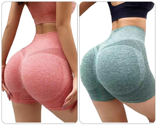 2 Shorts deportivos de yoga de cintura alta para mujer con realce de glúteos