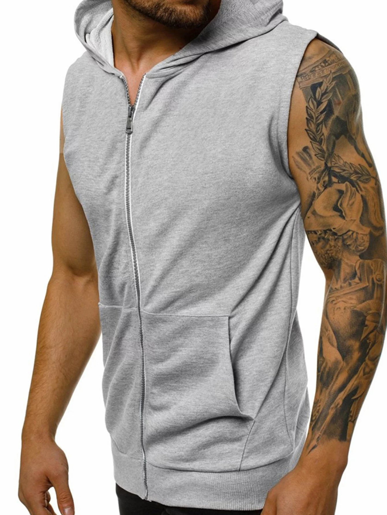 Sudadera con capucha sin mangas para hombre