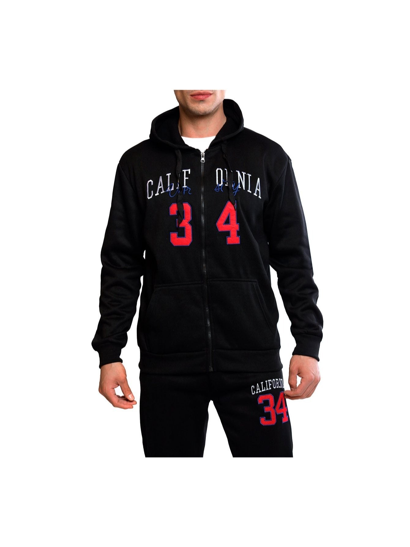 Conjunto deportivo de pantalón polar y sudadera con capucha para hombre