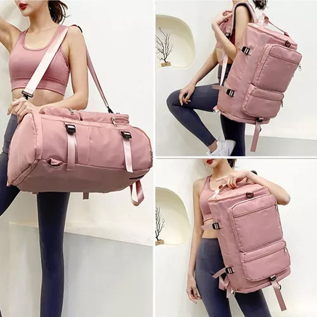 Large-capacity gym bag with dry and wet separation