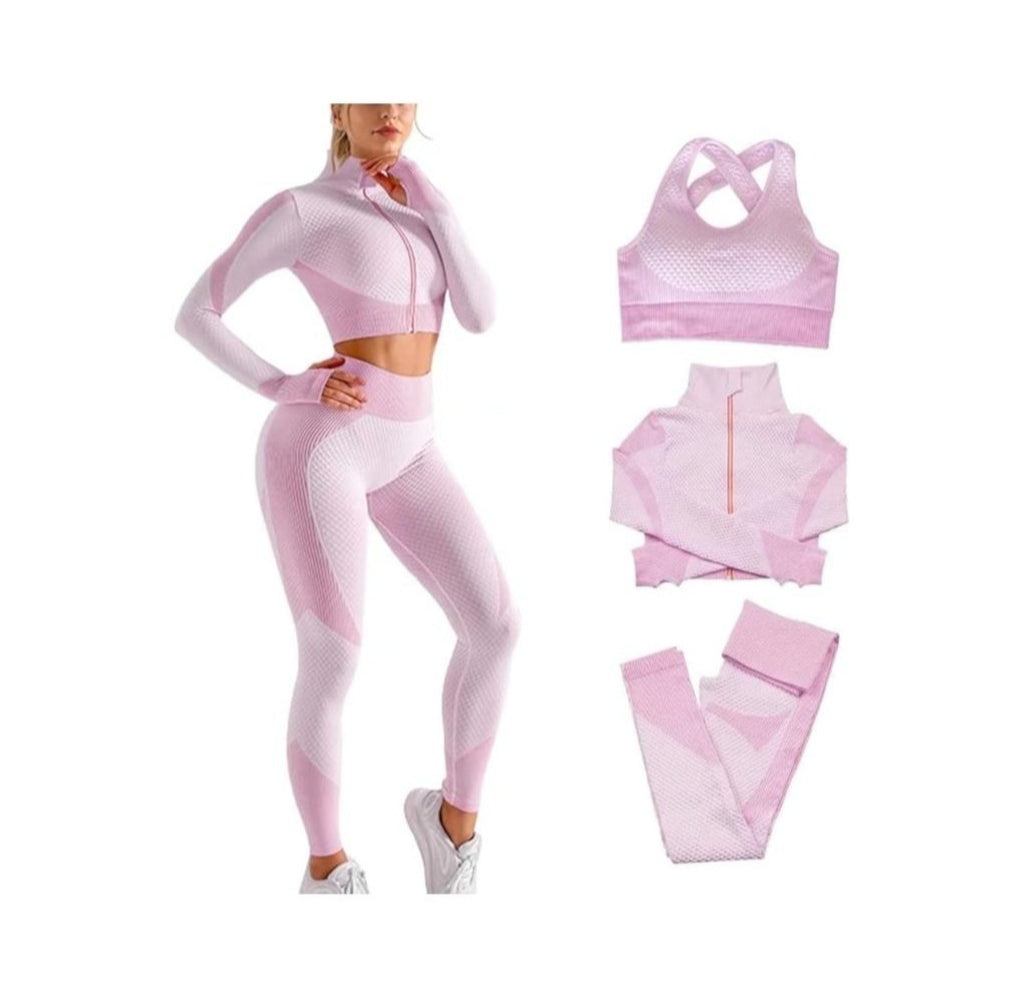 3-piece sports set for women, (Leggings, Sports bra and Sweatshirt)