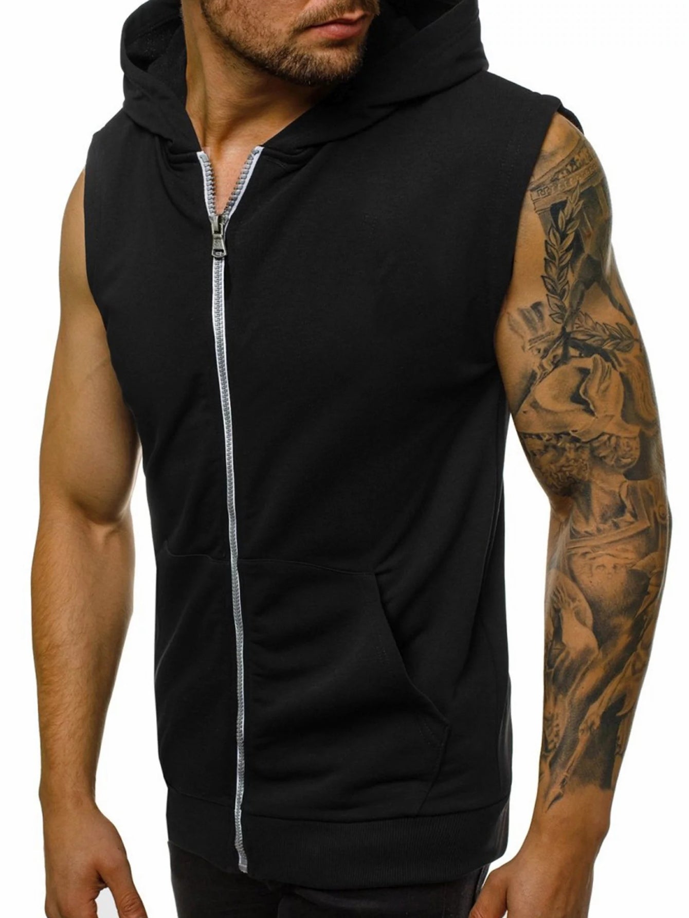 Sudadera con capucha sin mangas para hombre