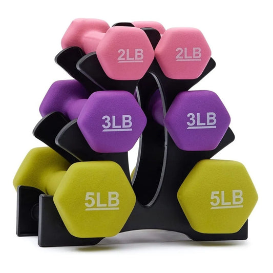 Set de 6 mancuernas de neopreno para ejercicios de 2, 3 y 5 libras