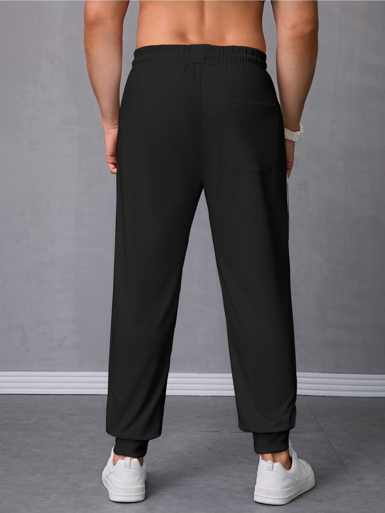 Pantalones deportivos para hombre con cordón y bolsillos con cierre