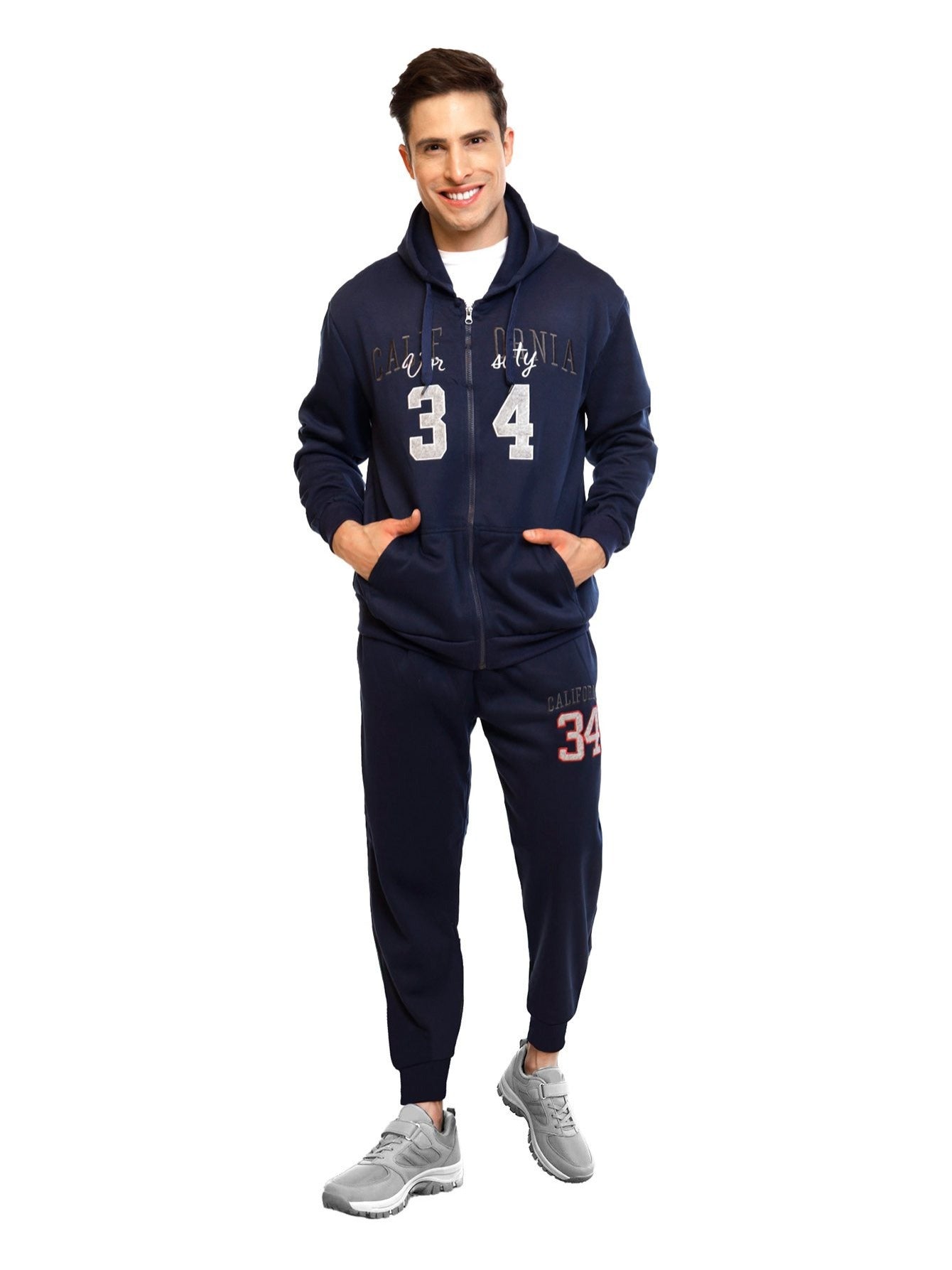 Conjunto deportivo de pantalón polar y sudadera con capucha para hombre