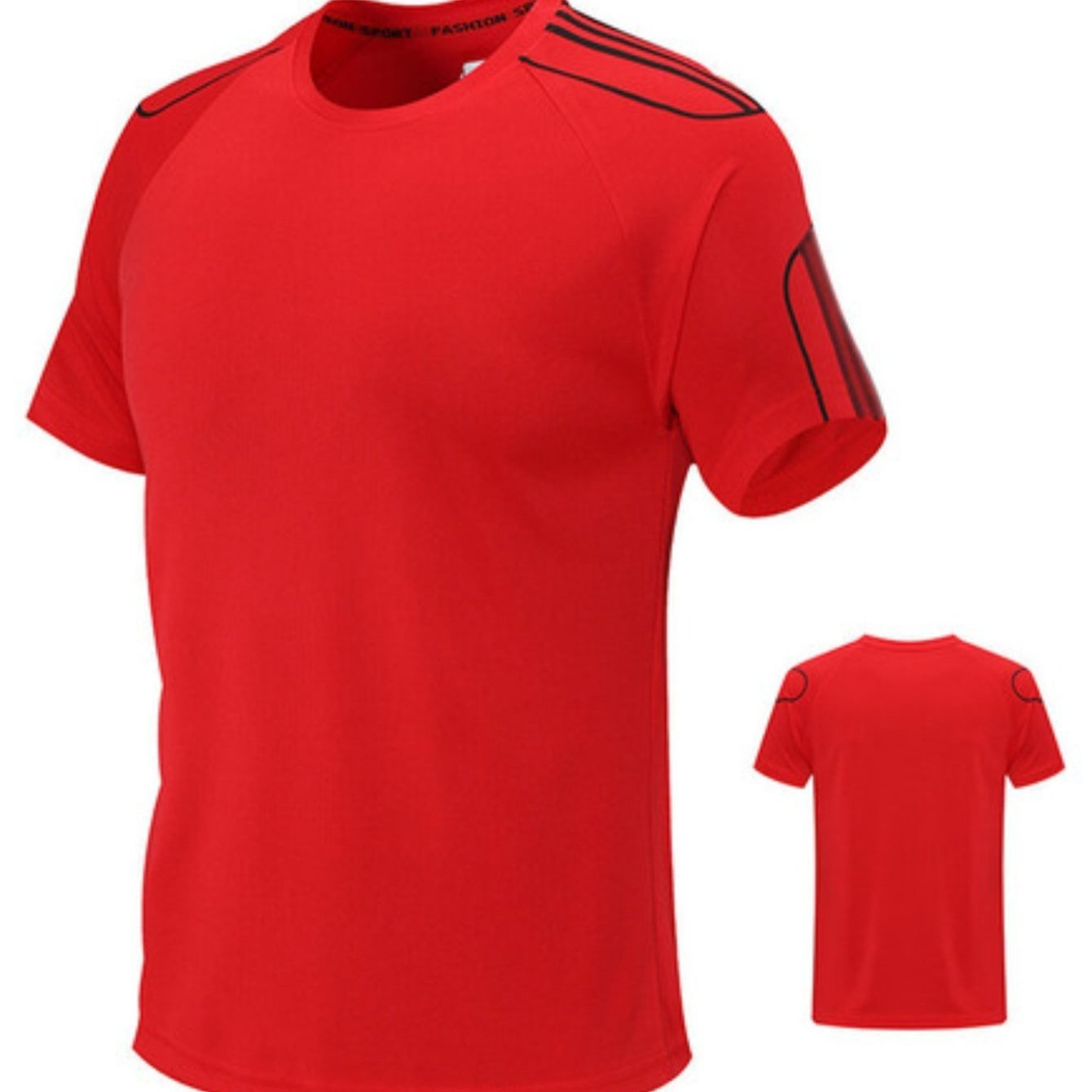 Conjunto de camiseta de manga corta para hombre, secado rápido, poliéster y cuello redondo