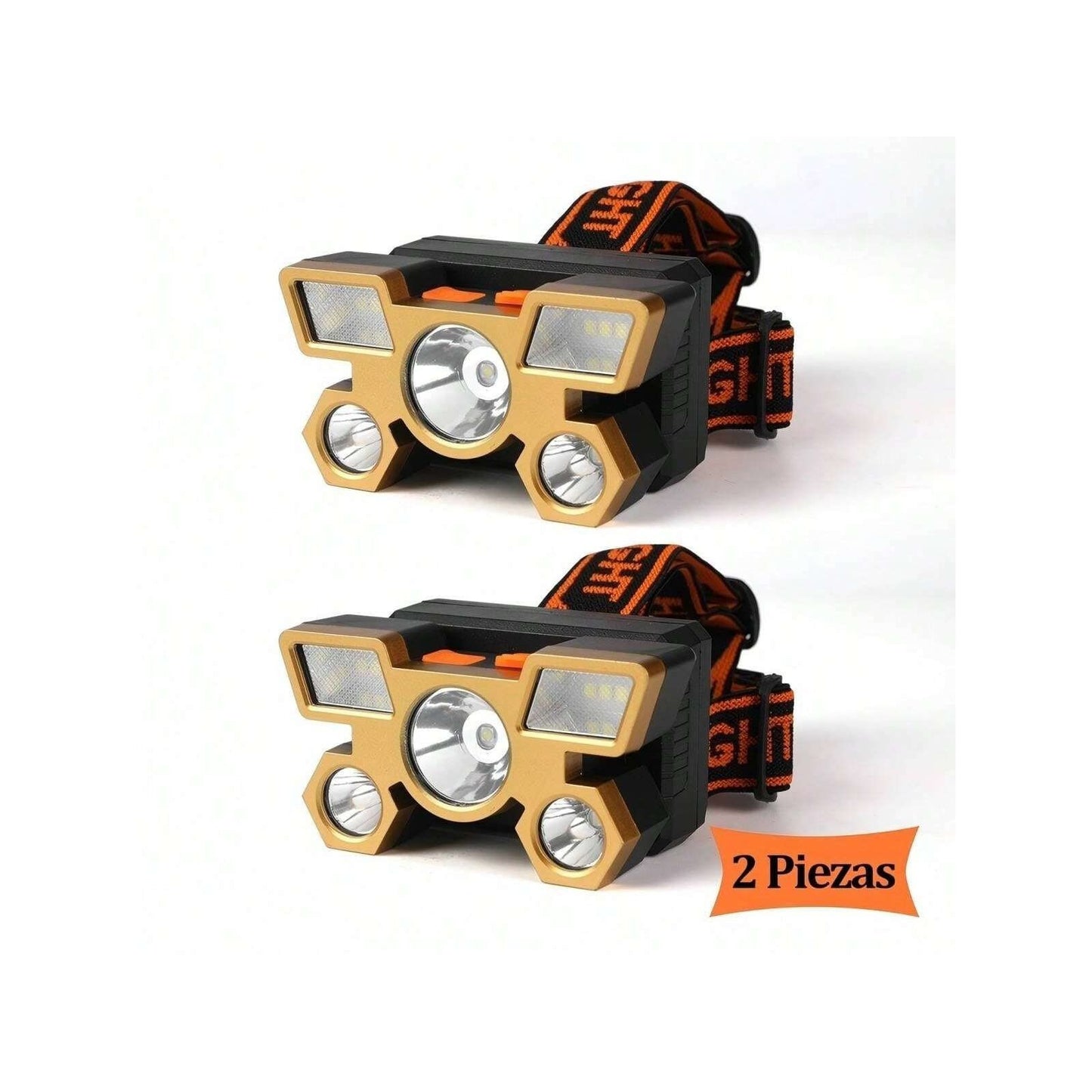 Linterna frontal LED de 5 luces, potente, con carga USB, ideal para deportes al aire libre
