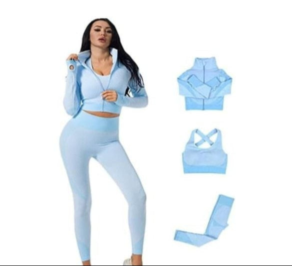 3-piece sports set for women, (Leggings, Sports bra and Sweatshirt)