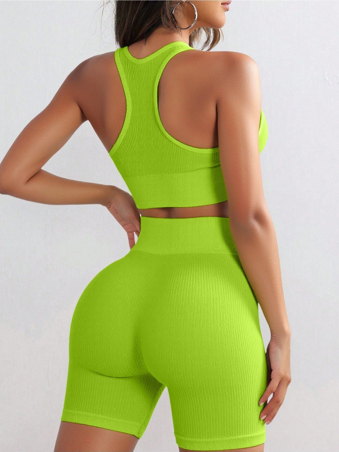 Conjunto deportivo para mujer: Top y Shorts de compresión, transpirable y elástico