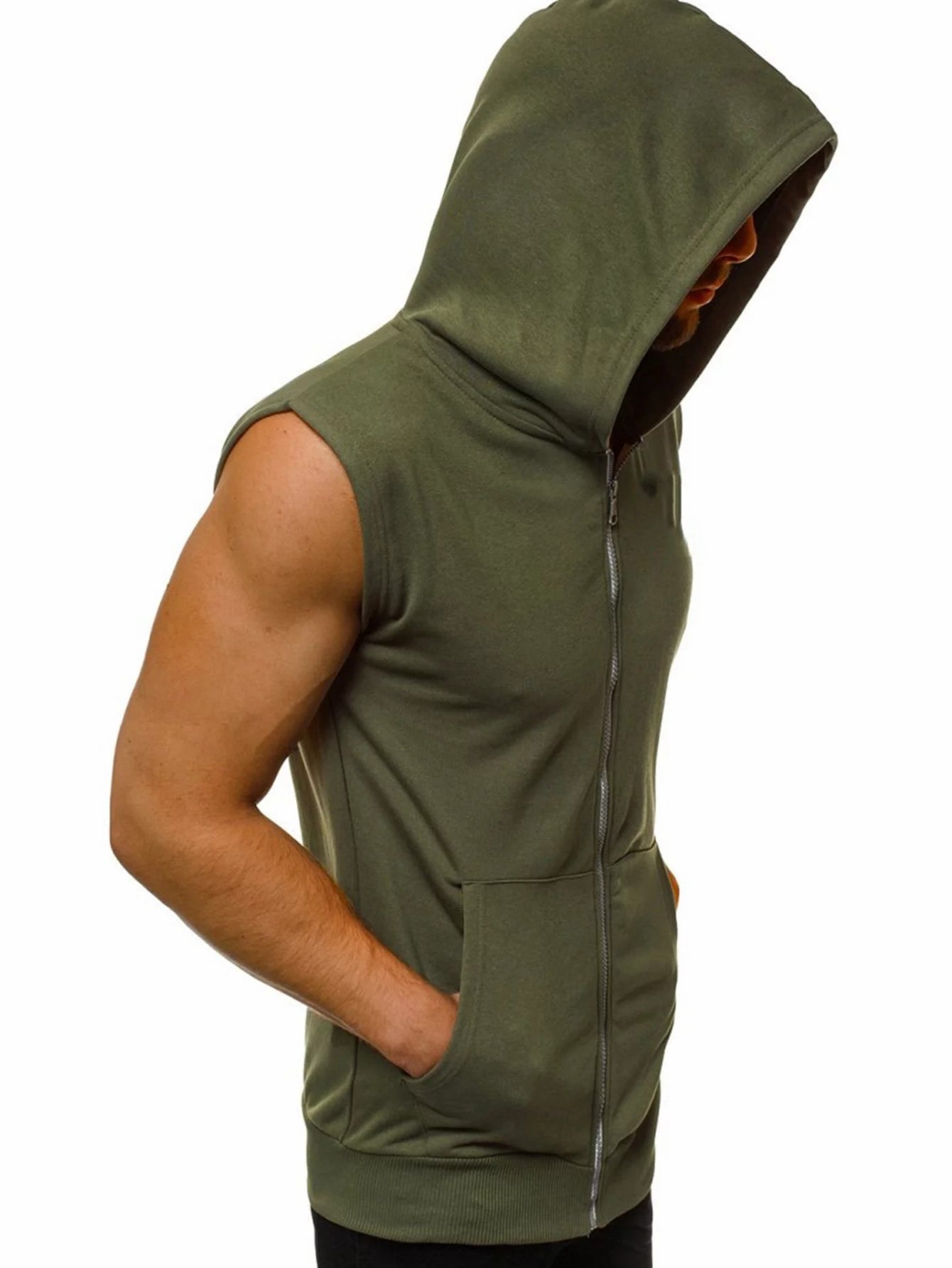 Sudadera con capucha sin mangas para hombre