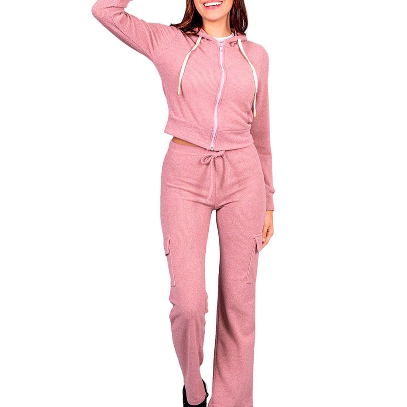 Conjunto de 2 piezas de pantalón y sudadera ultra cómodos para mujer
