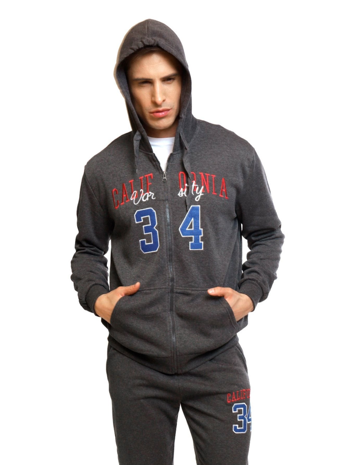 Conjunto deportivo de pantalón polar y sudadera con capucha para hombre
