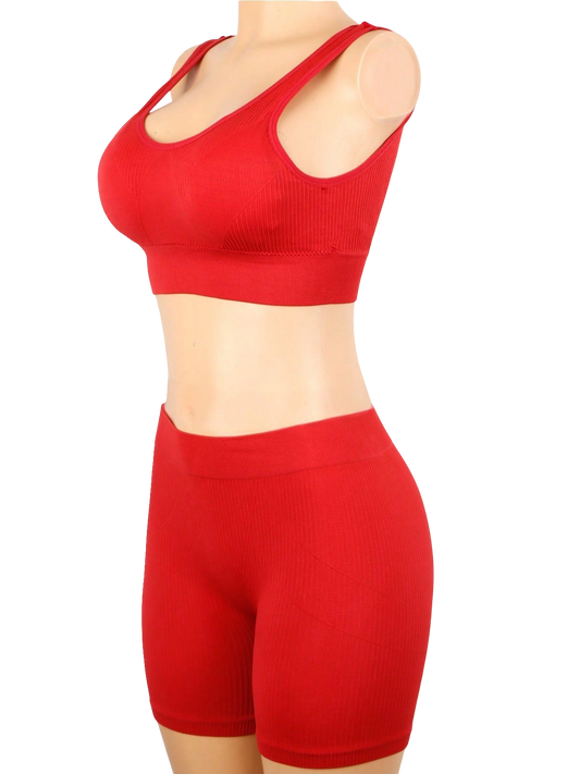 Women's Round Neck Sports Set, Aesthetic Top and Shorts for Women
