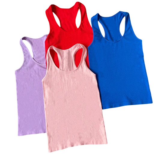 Set of 4 multicolored sports blouses with crossed straps